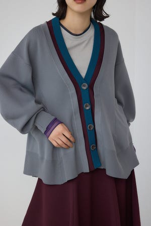 【PLUS】レイヤードペプラムニットカーディガン