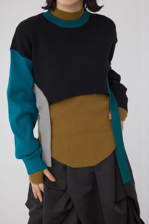 【PLUS】パネルドレープレイヤードセットニット