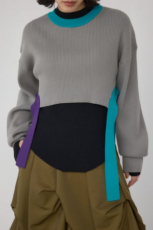 【PLUS】パネルドレープレイヤードセットニット