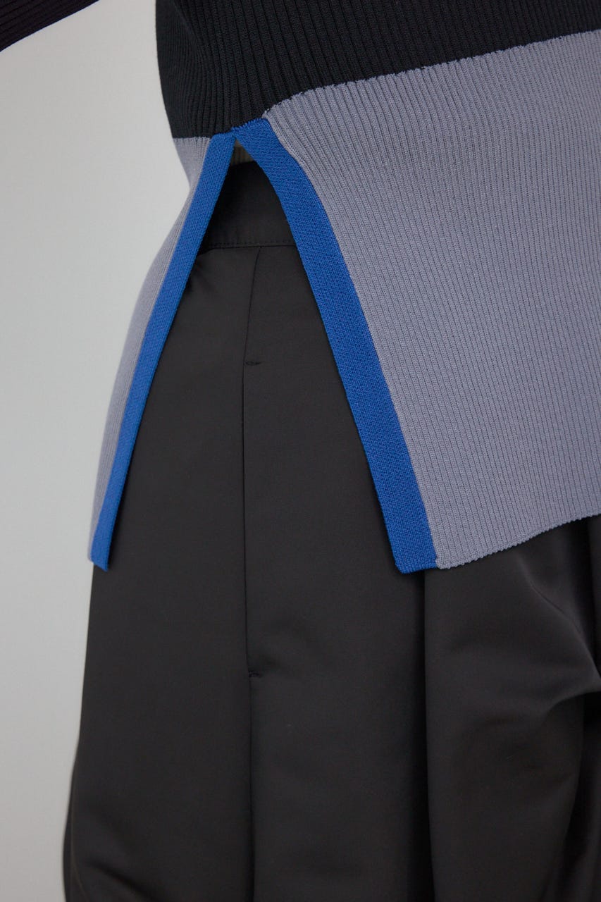 【PLUS】カラーブロッキングリブニット BLK FREE