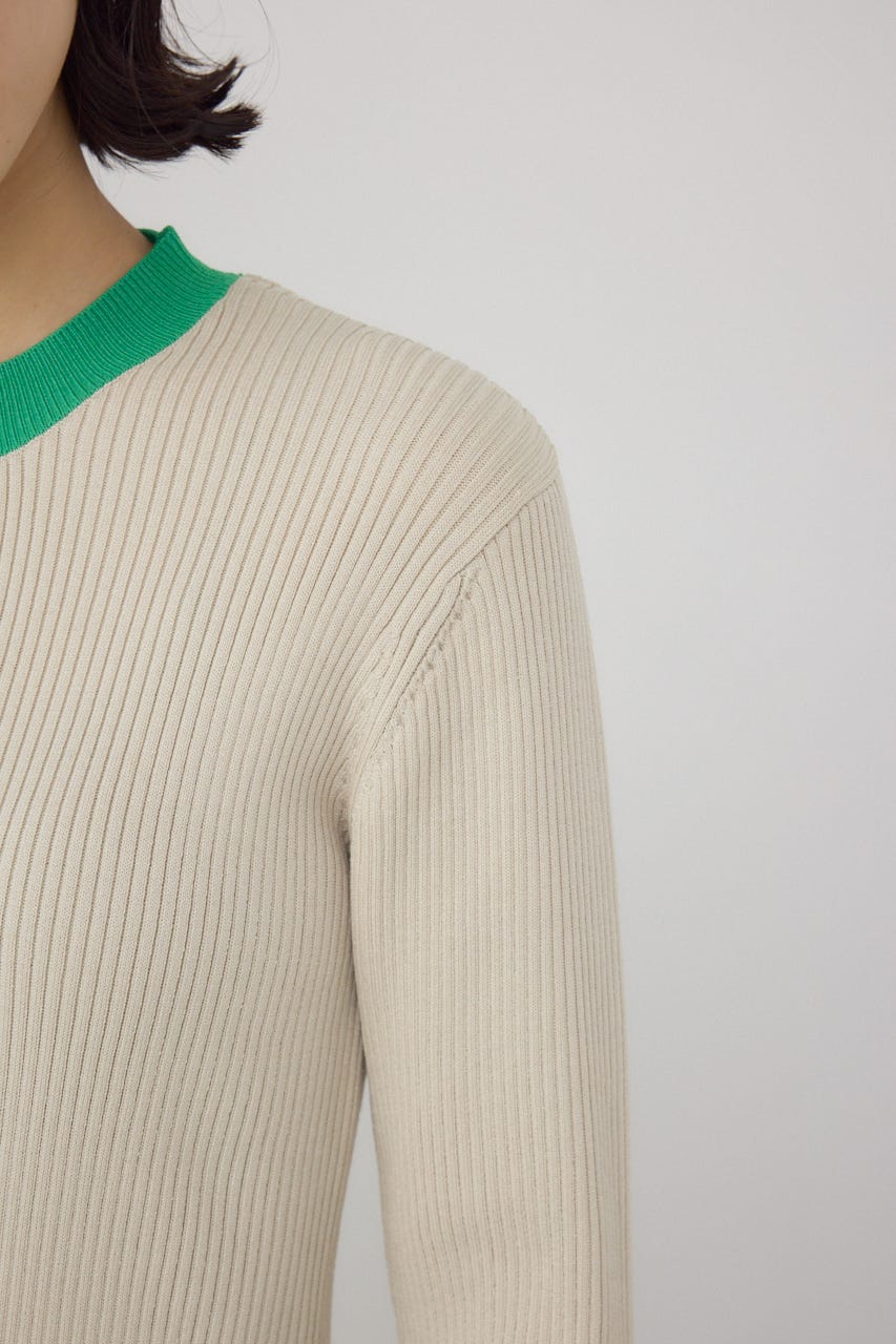 【PLUS】カラーブロッキングリブニット L/BEG FREE