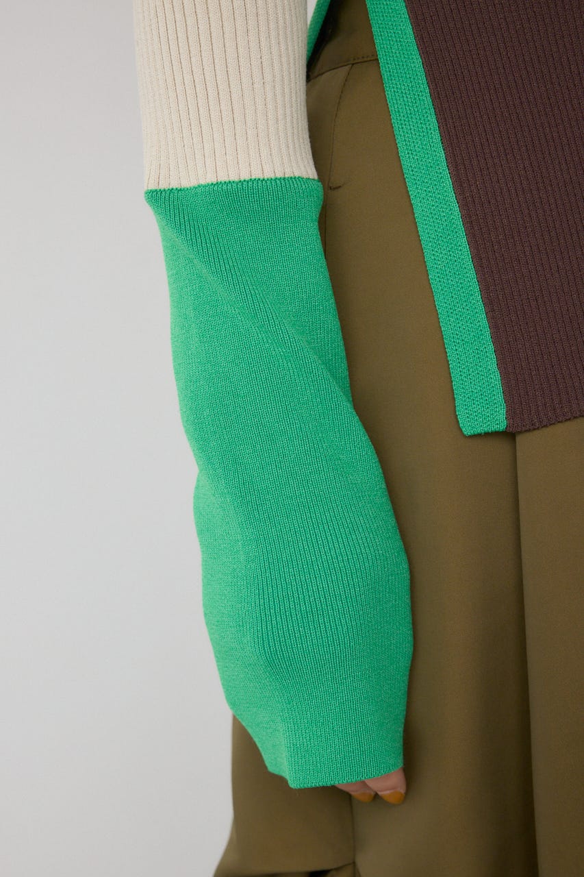 【PLUS】カラーブロッキングリブニット L/BEG FREE