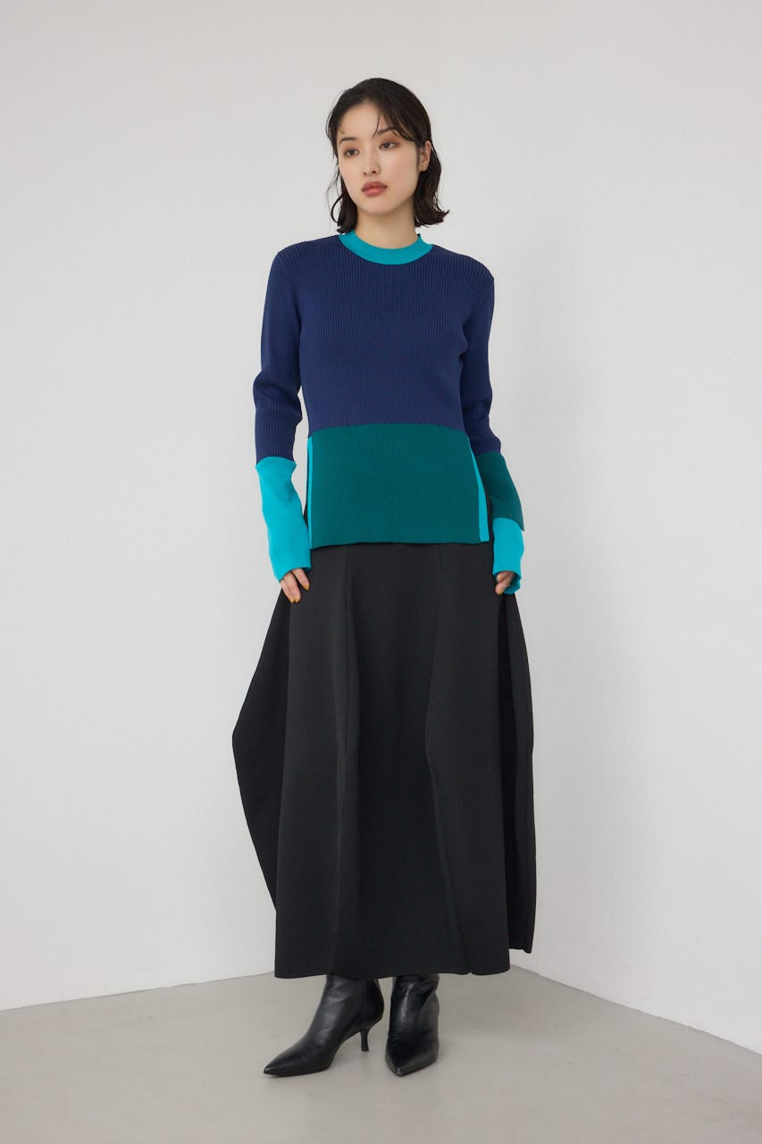 AZUL BY MOUSSY | 【PLUS】カラーブロッキングリブニット (T