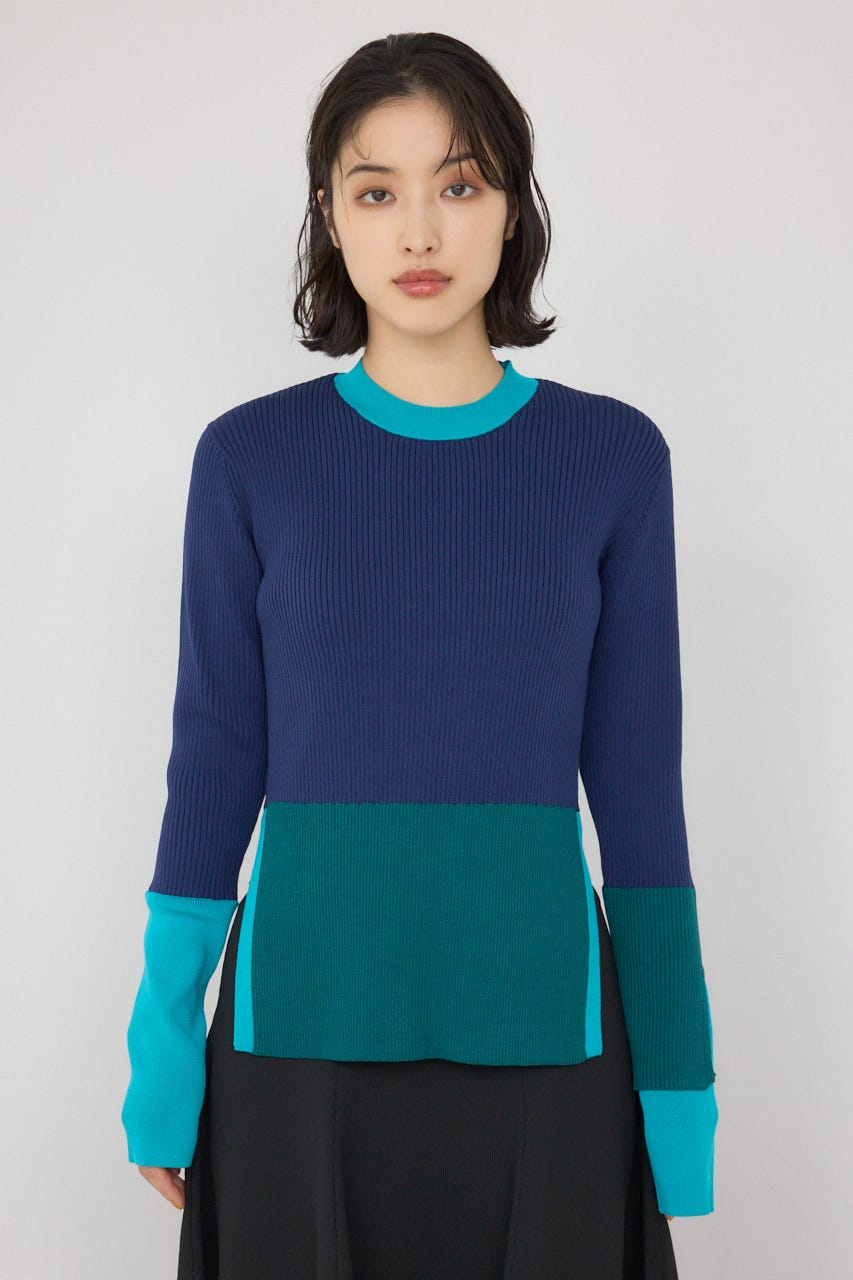 AZUL BY MOUSSY | 【PLUS】カラーブロッキングリブニット (T