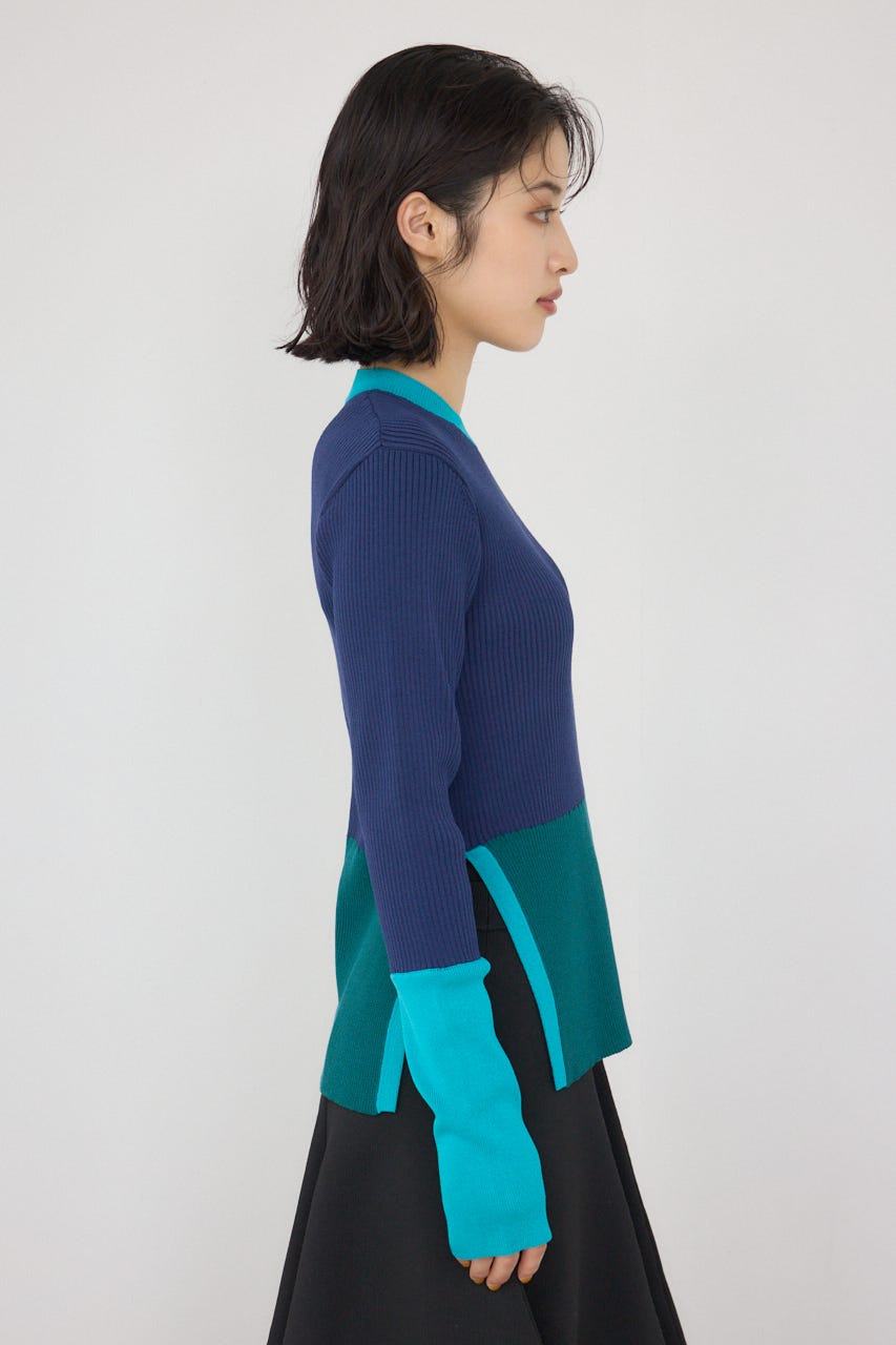 AZUL BY MOUSSY | 【PLUS】カラーブロッキングリブニット (T