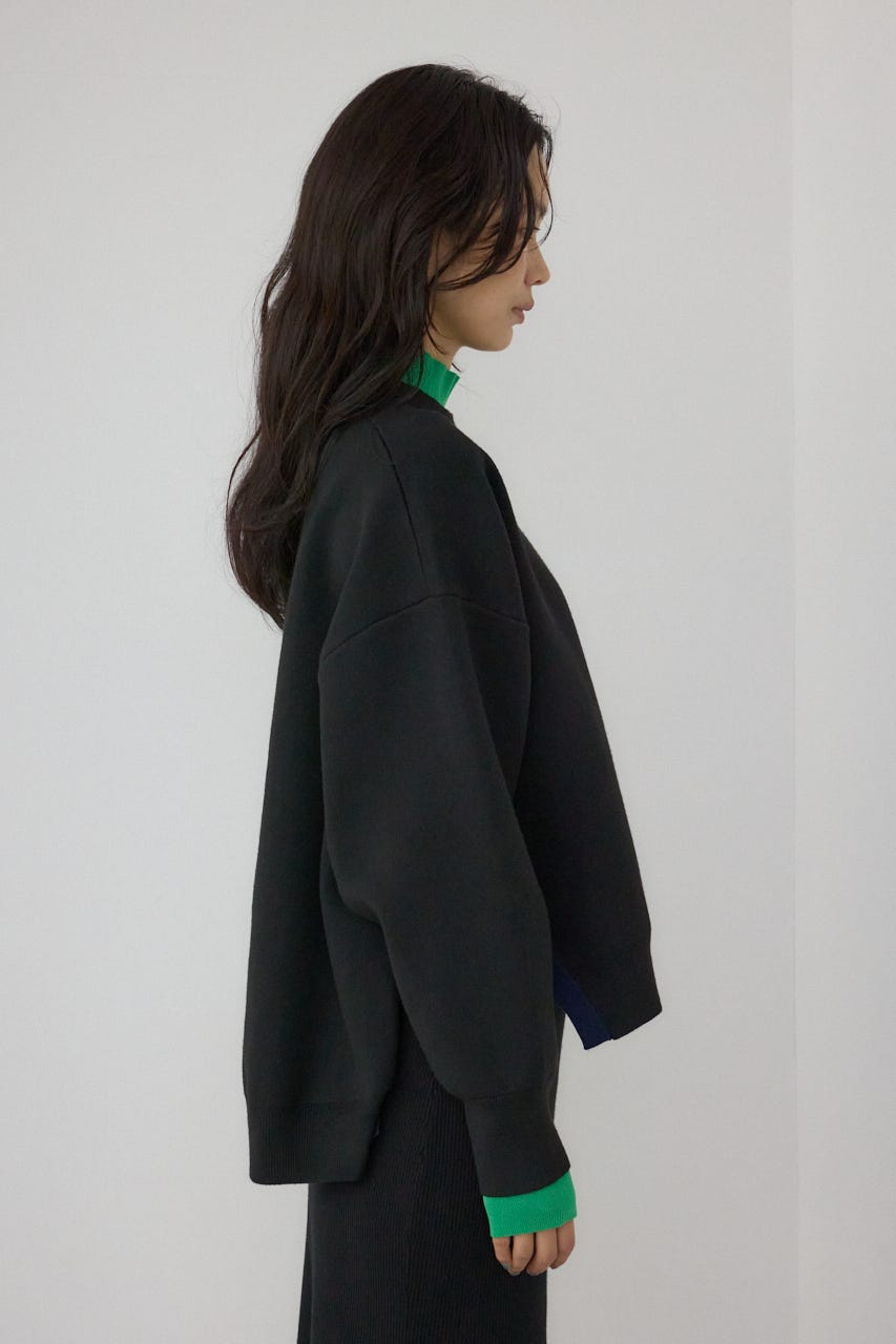 【PLUS】レイヤードライクブロッキングプルオーバー 柄BLK FREE