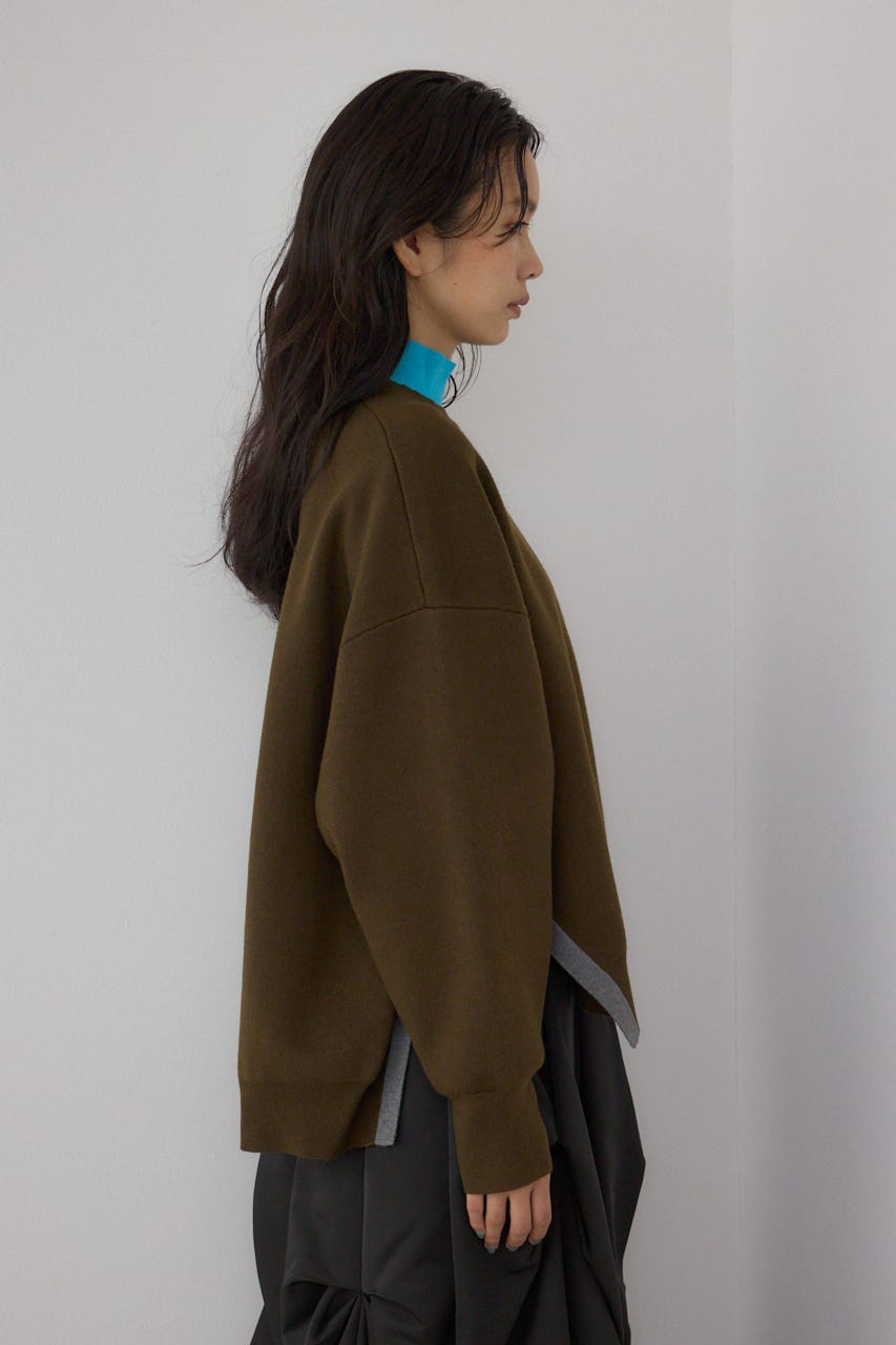 【PLUS】レイヤードライクブロッキングプルオーバー 柄BRN FREE