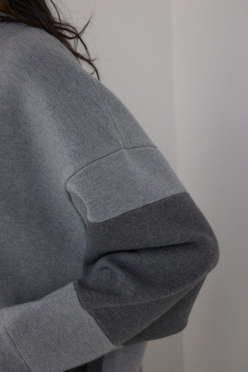 【PLUS】レイヤードライクブロッキングプルオーバー 柄GRY FREE