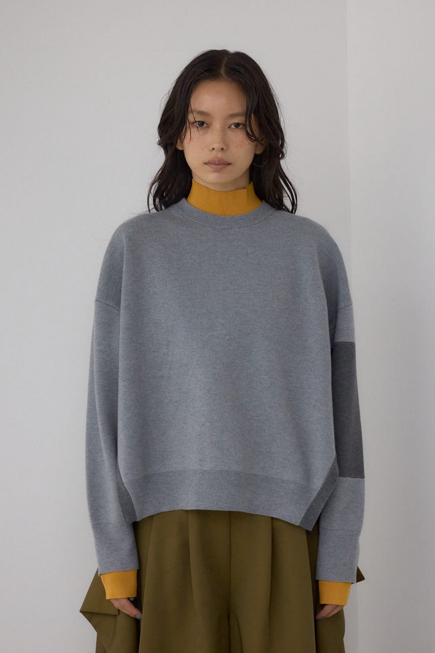 【PLUS】レイヤードライクブロッキングプルオーバー 柄GRY FREE