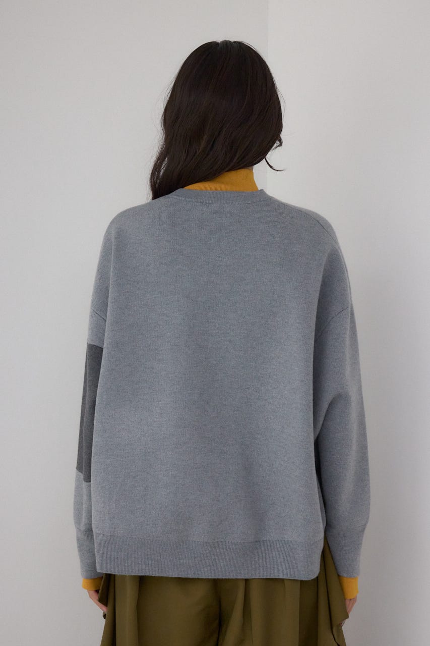 【PLUS】レイヤードライクブロッキングプルオーバー 柄GRY FREE