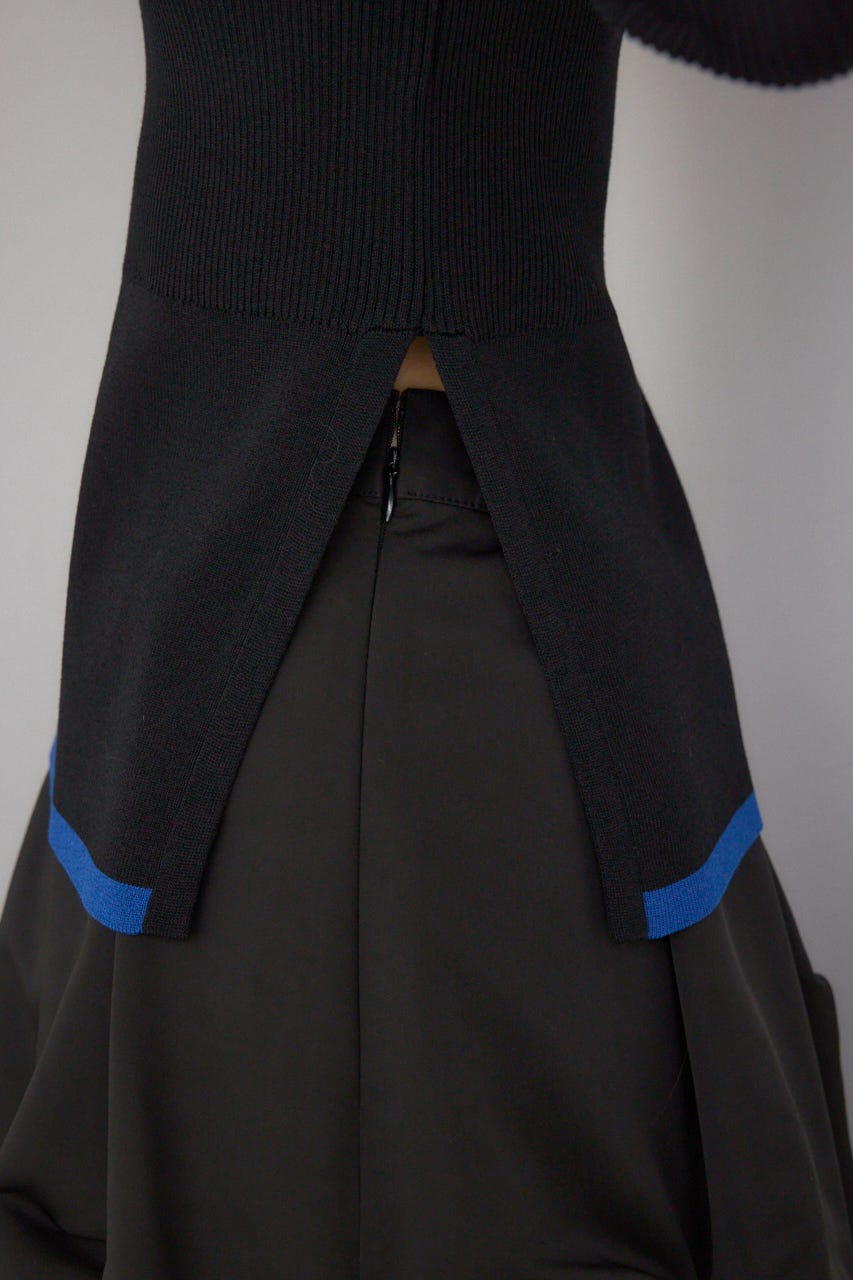 【PLUS】カラーブロッキングリブニット 柄BLK FREE