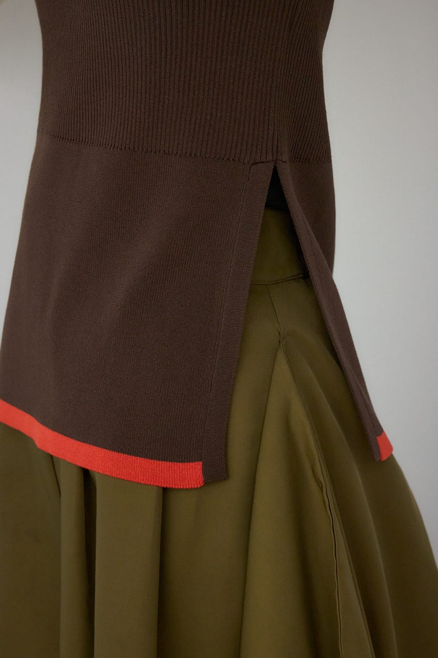 【PLUS】カラーブロッキングリブニット 柄BRN FREE