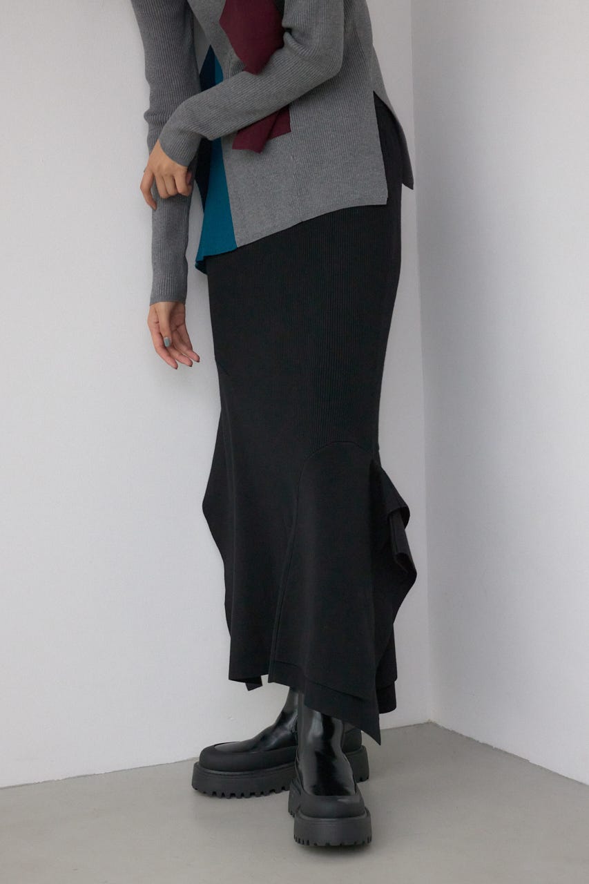 【PLUS】パネルマーメイドスカート BLK M