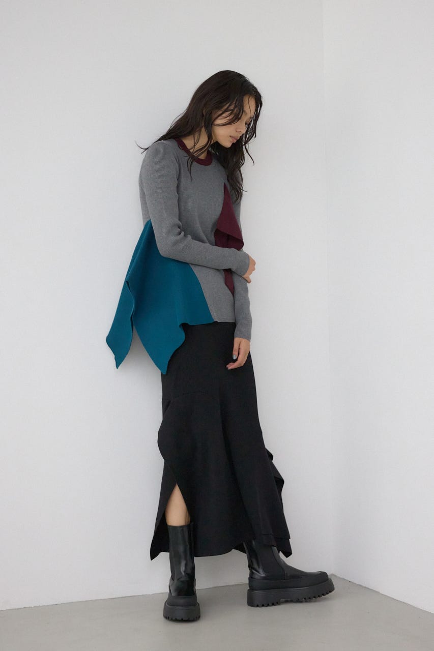 【PLUS】パネルマーメイドスカート BLK M