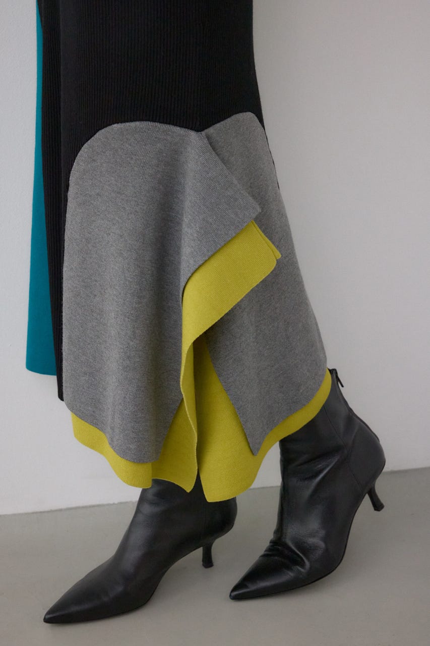 【PLUS】パネルマーメイドスカート 柄BLK M