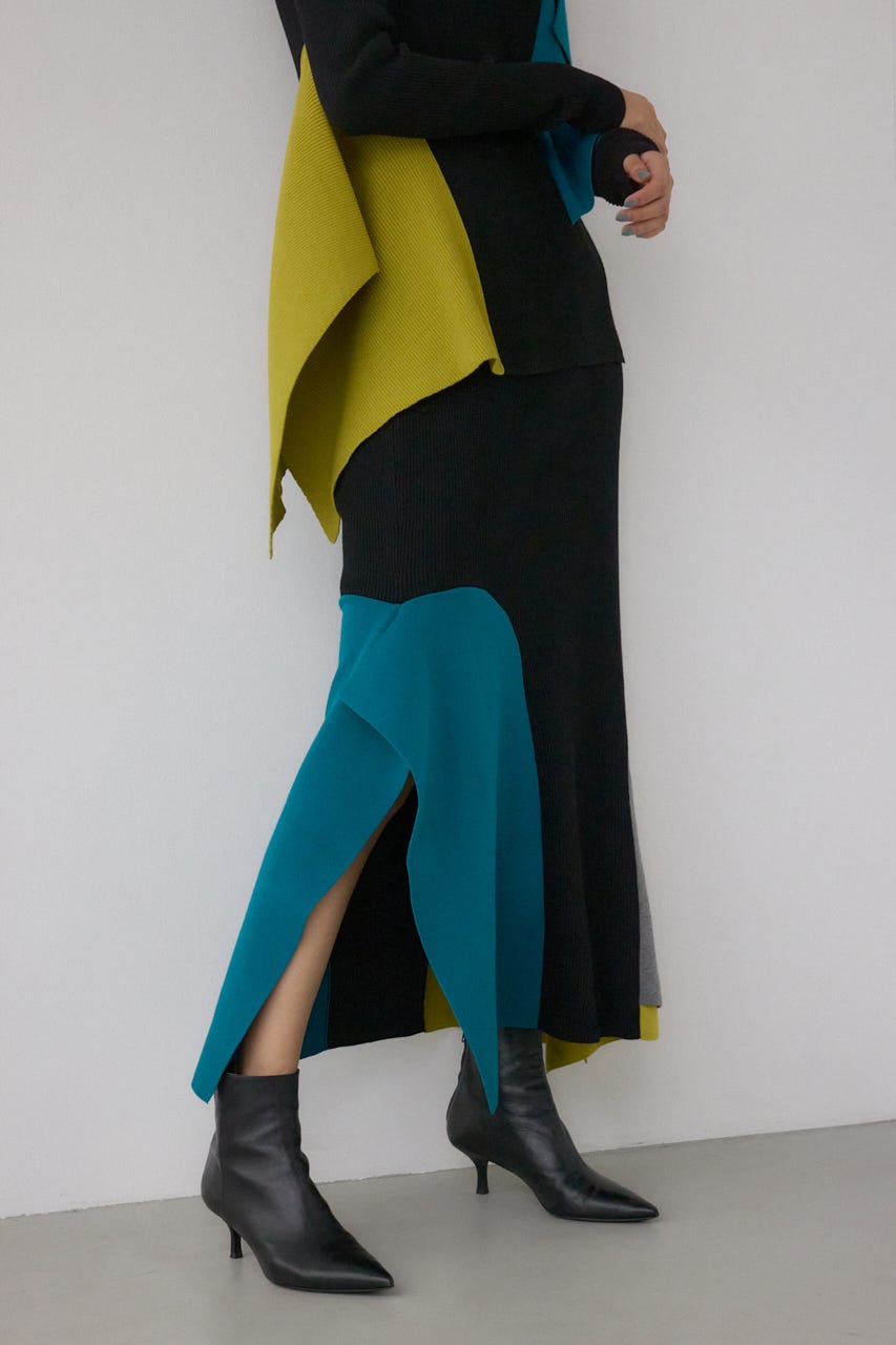 【PLUS】パネルマーメイドスカート 柄BLK M