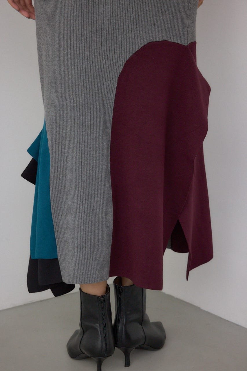 【PLUS】パネルマーメイドスカート 柄GRY S