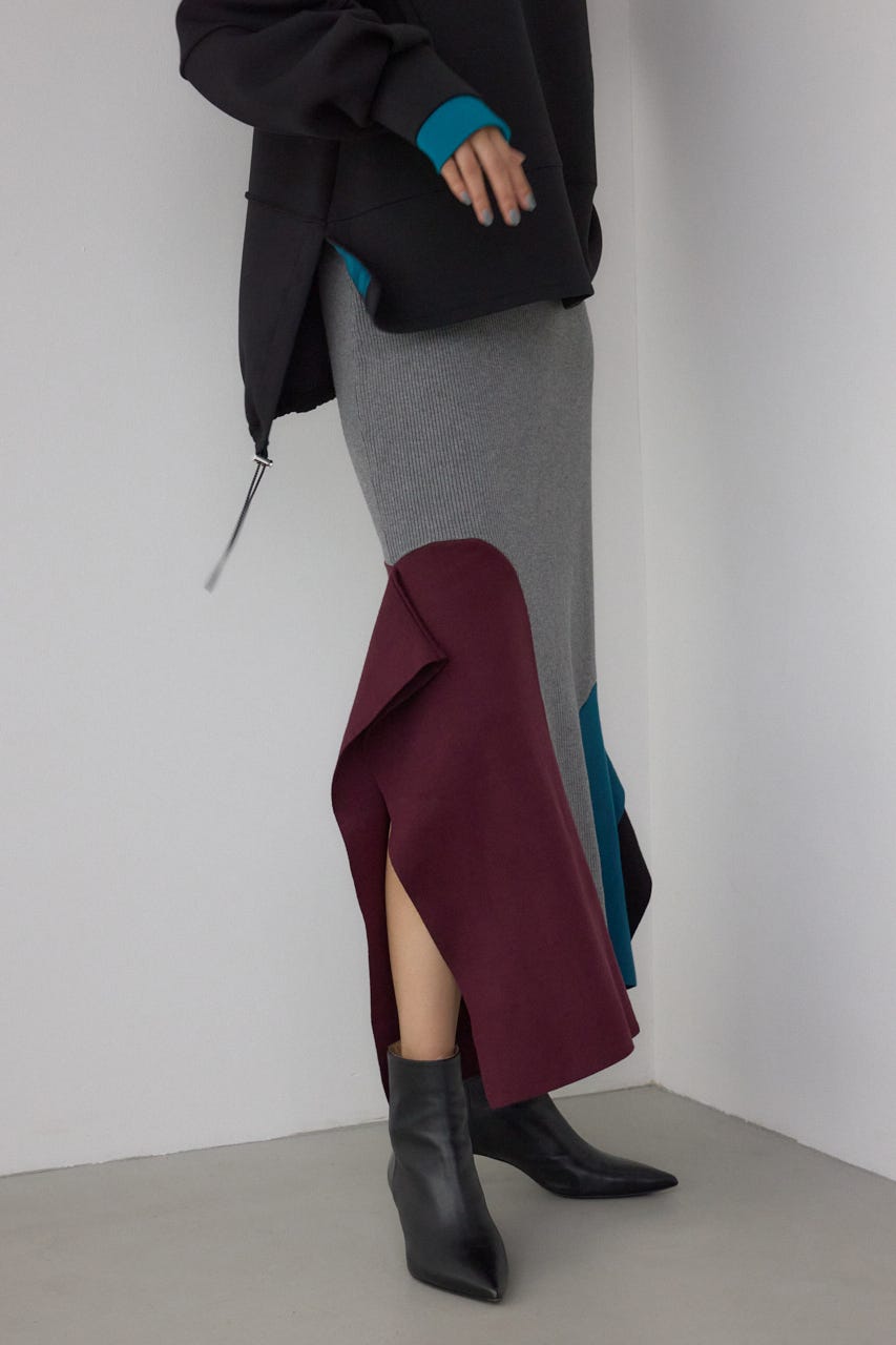 【PLUS】パネルマーメイドスカート 柄GRY S