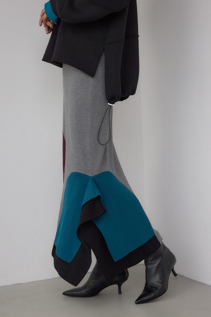 【PLUS】パネルマーメイドスカート 柄GRY S