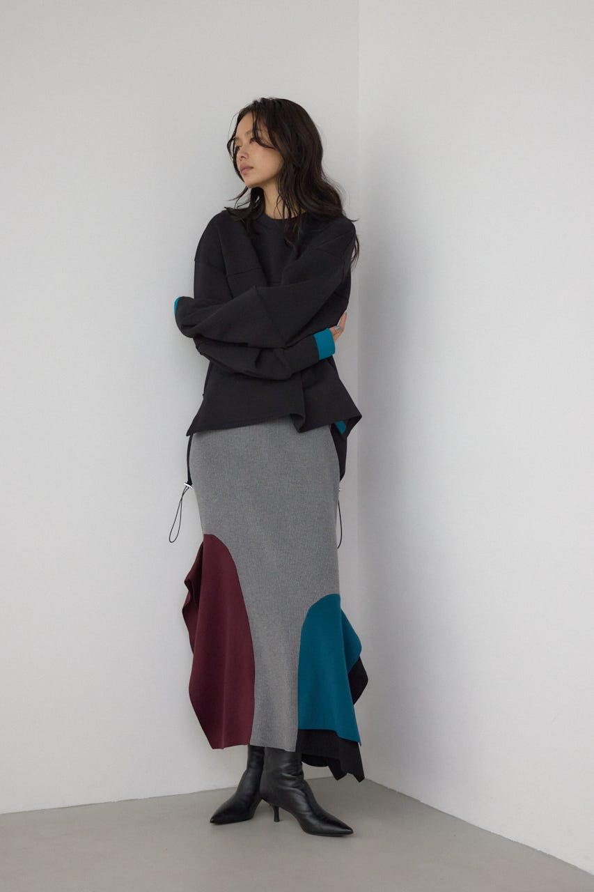 【PLUS】パネルマーメイドスカート 柄GRY S