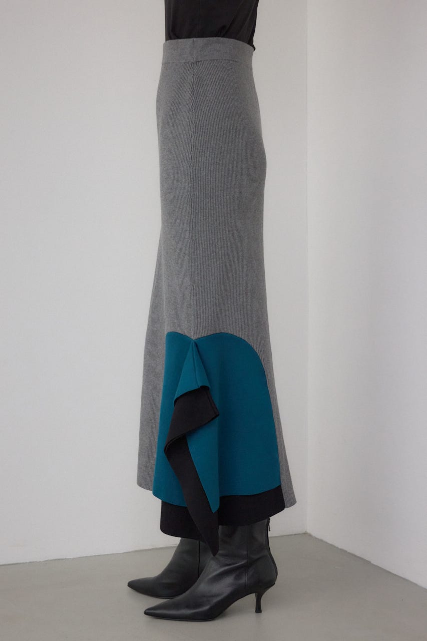 【PLUS】パネルマーメイドスカート 柄GRY S