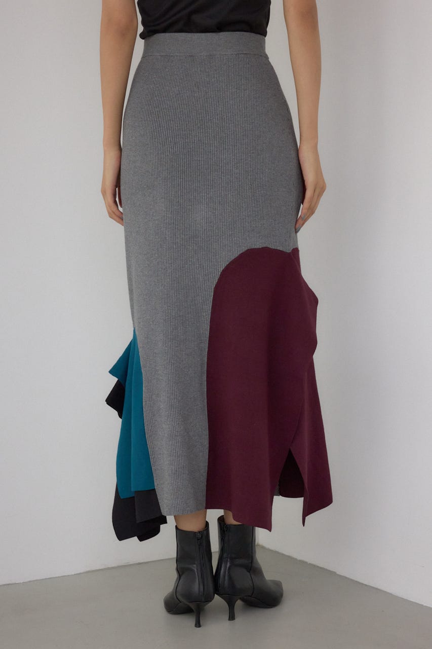 【PLUS】パネルマーメイドスカート 柄GRY S