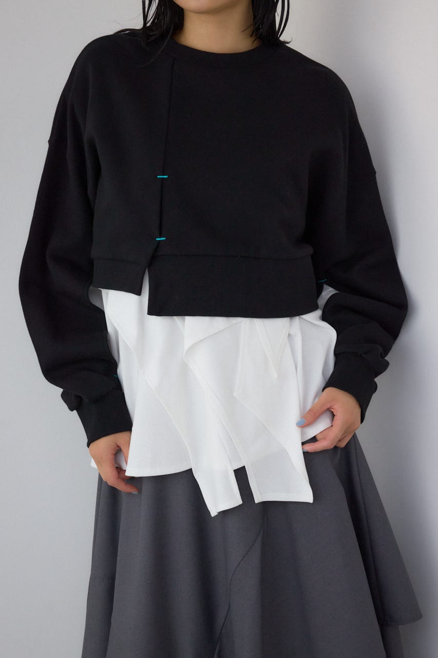 【PLUS】レイヤードクロップドプルオーバー BLK FREE
