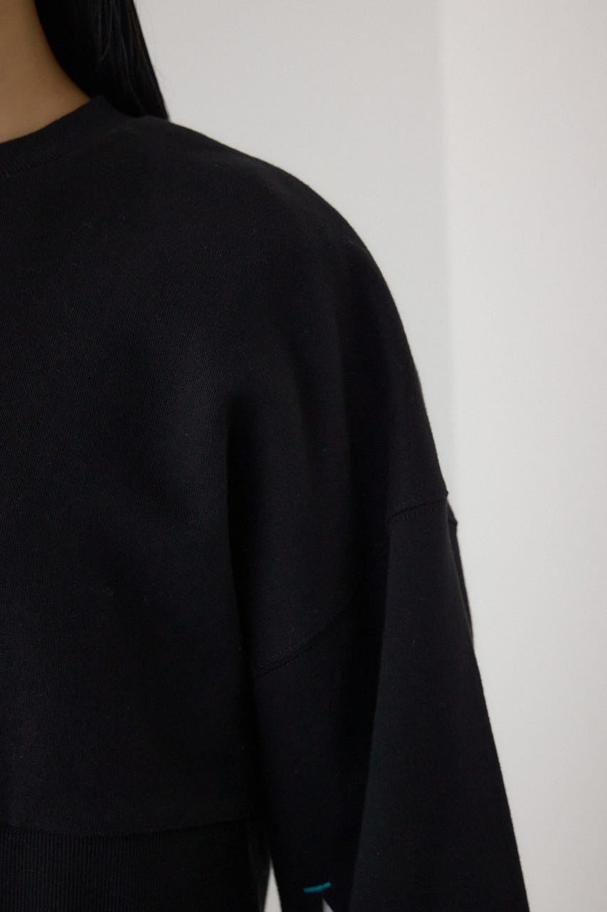 【PLUS】レイヤードクロップドプルオーバー BLK FREE