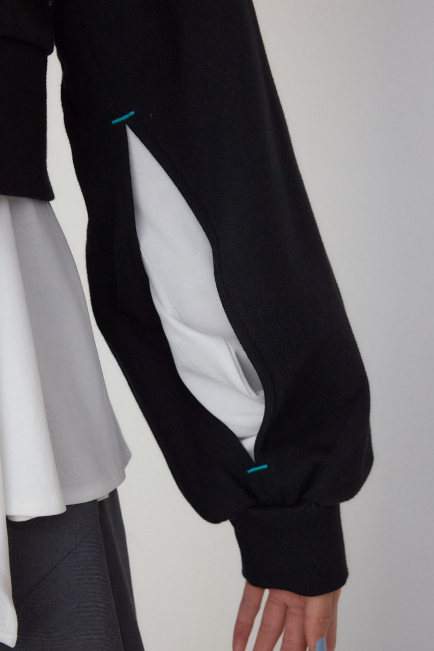 【PLUS】レイヤードクロップドプルオーバー BLK FREE