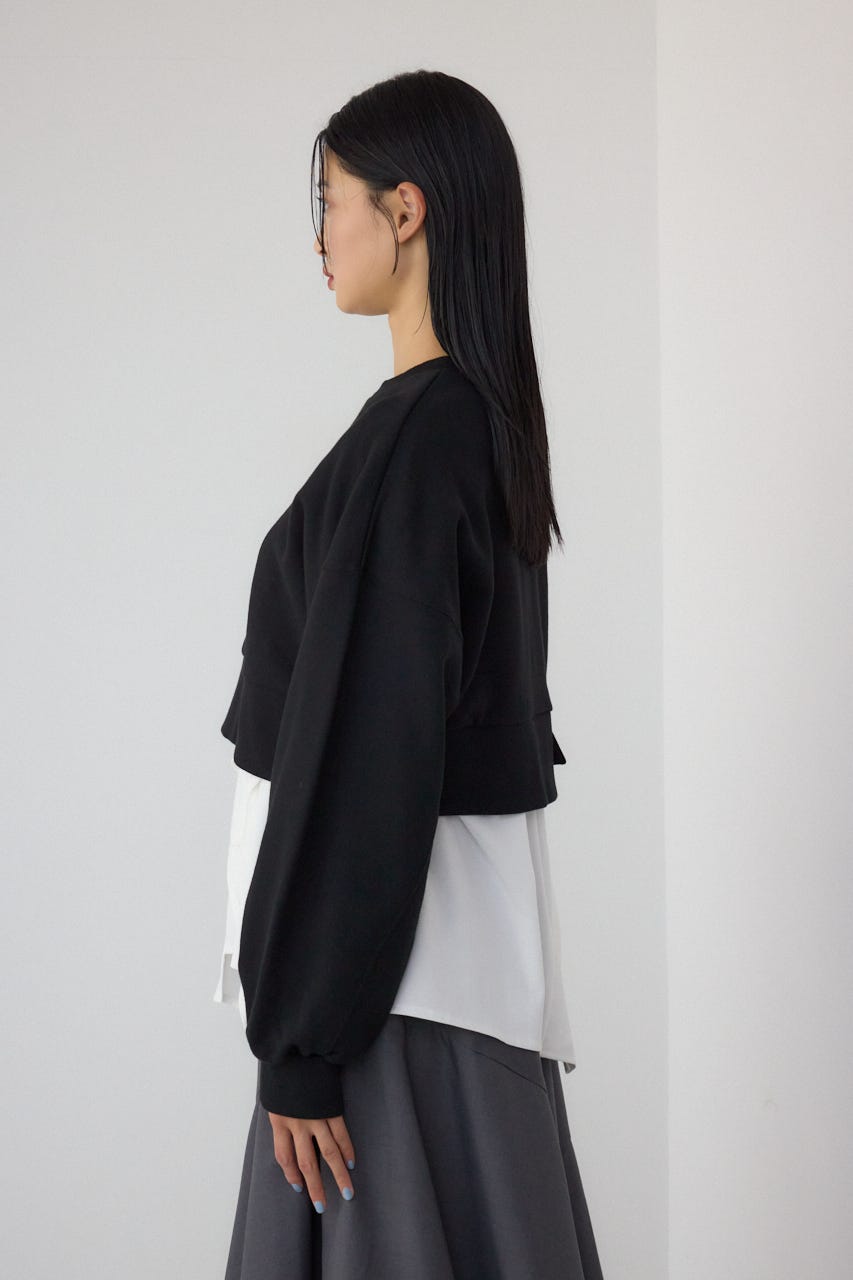 【PLUS】レイヤードクロップドプルオーバー BLK FREE