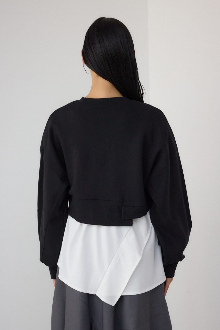 【PLUS】レイヤードクロップドプルオーバー BLK FREE