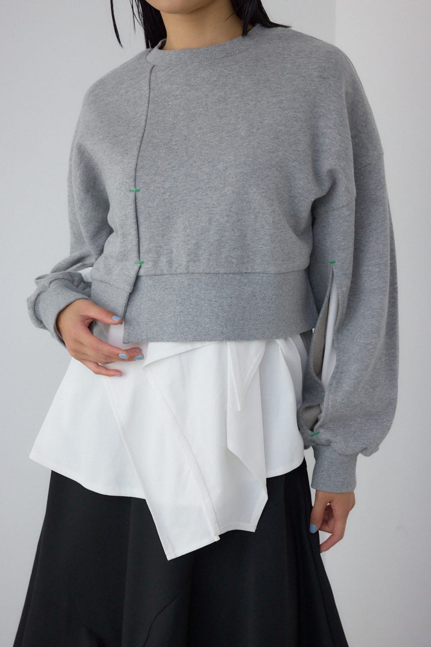 【PLUS】レイヤードクロップドプルオーバー T.GRY FREE