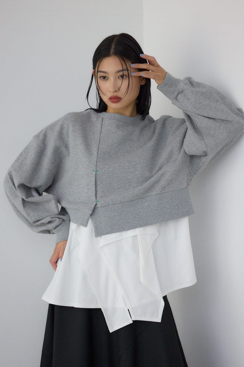 【PLUS】レイヤードクロップドプルオーバー T.GRY FREE