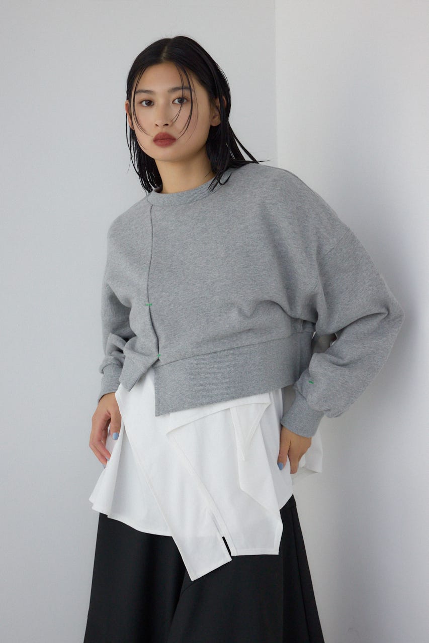 【PLUS】レイヤードクロップドプルオーバー T.GRY FREE