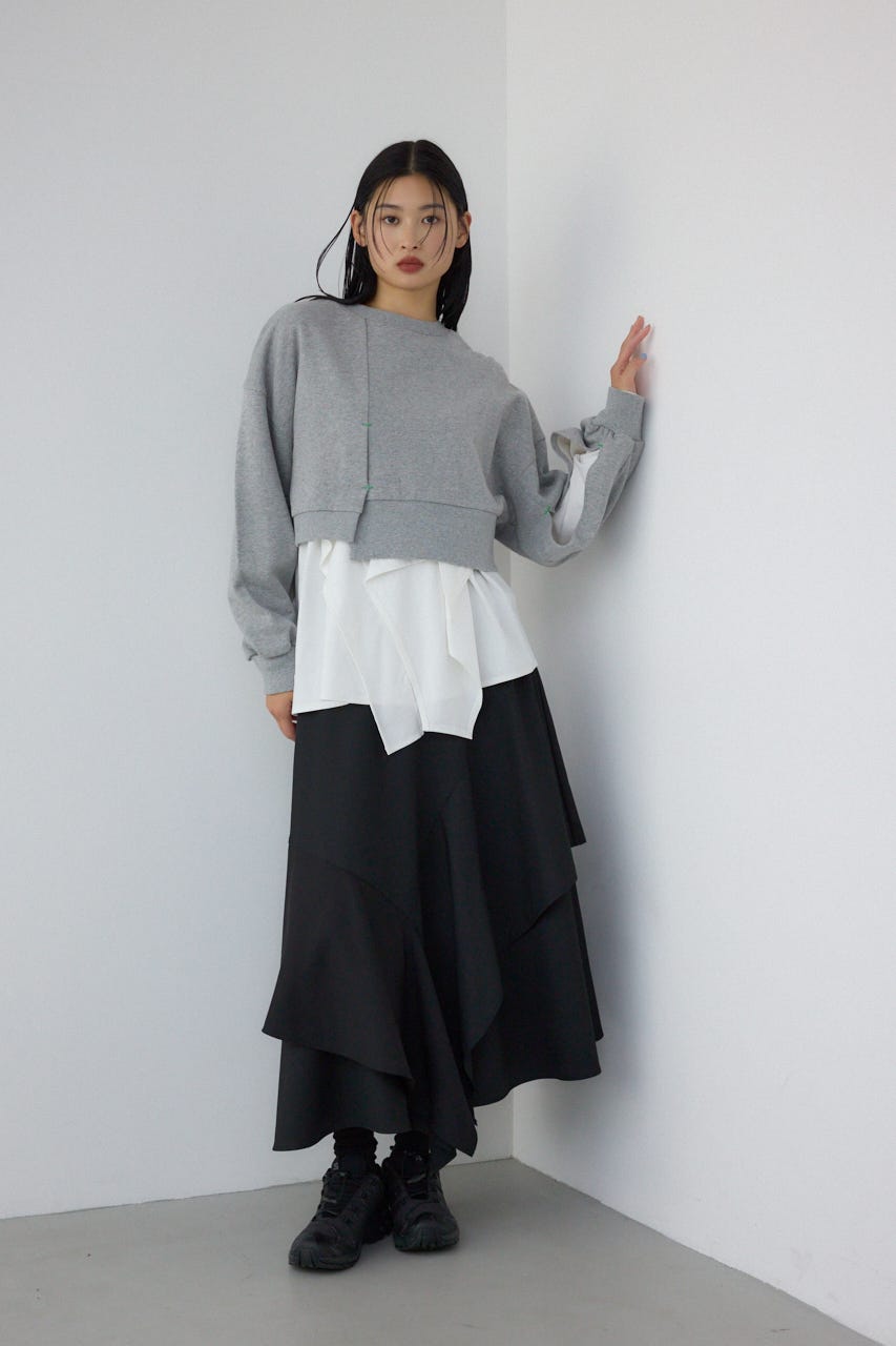 【PLUS】レイヤードクロップドプルオーバー T.GRY FREE