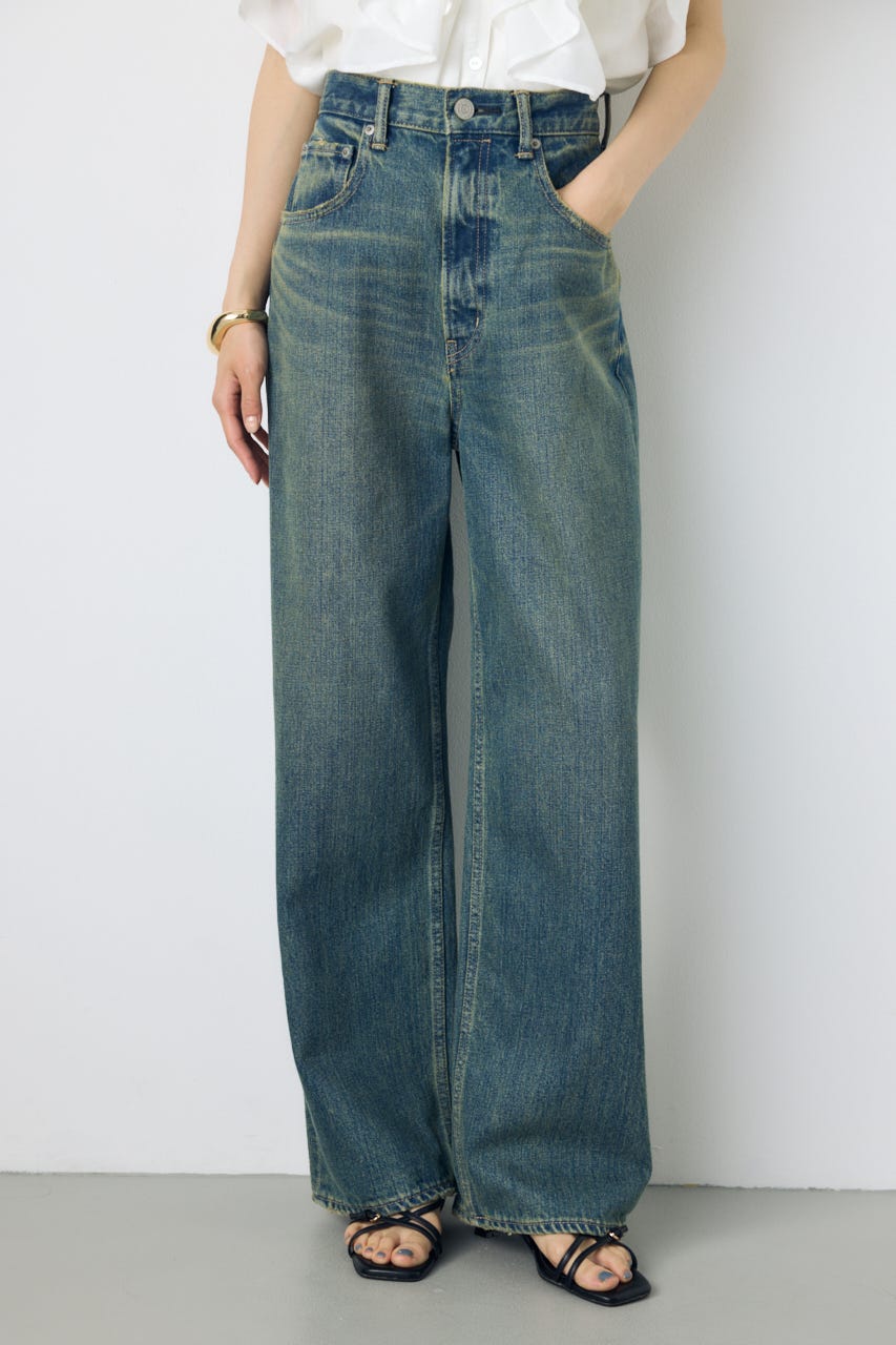 AZUL DENIM ハイウエストワイドデニム BLU XS