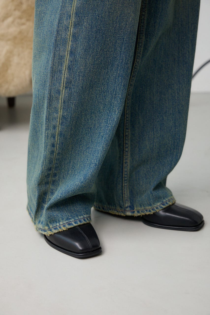 AZUL DENIM ハイウエストワイドデニム BLU XS