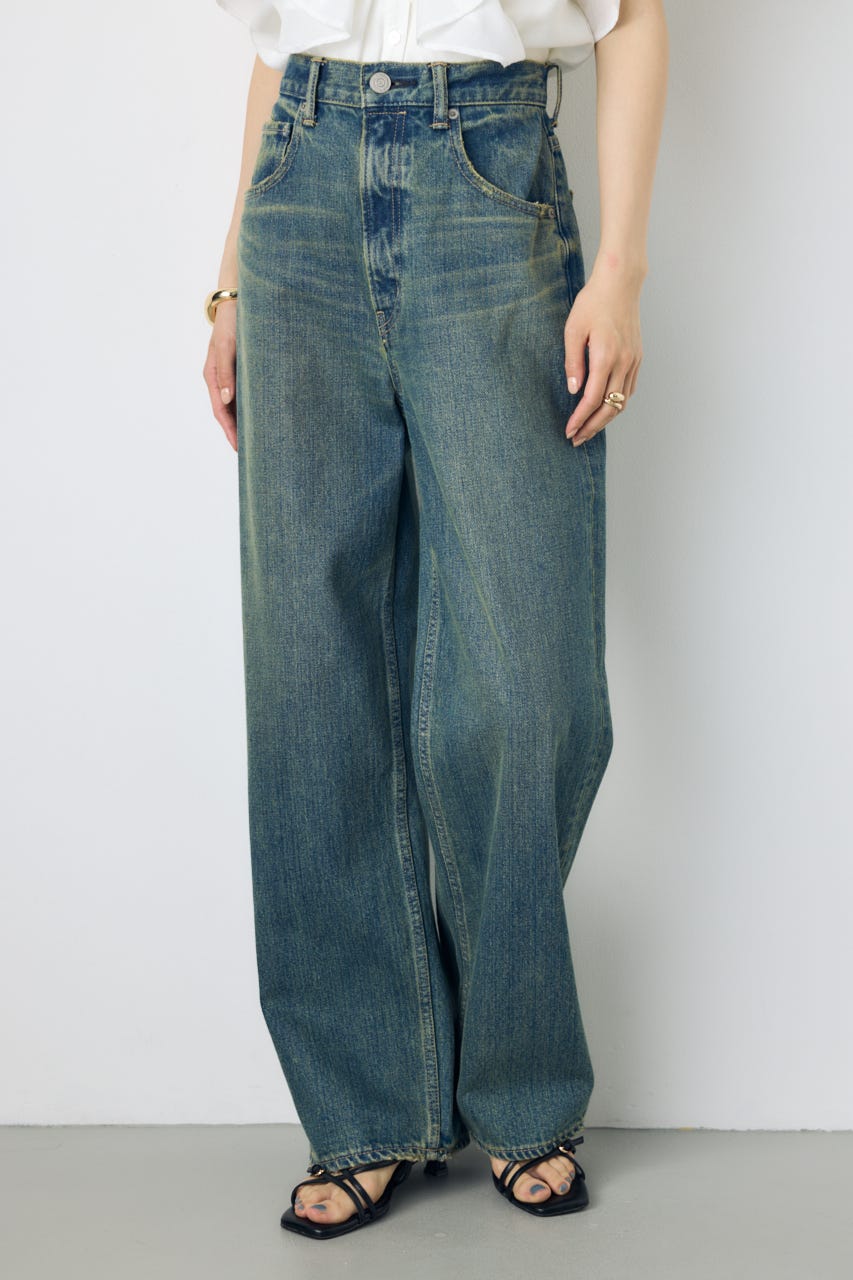 AZUL DENIM ハイウエストワイドデニム BLU XS