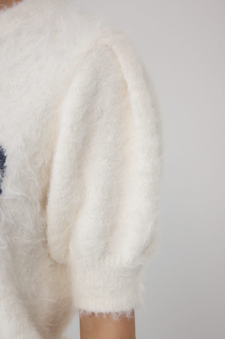 【POLO BCS×AZUL】シャギー5分袖ニット IVOY FREE