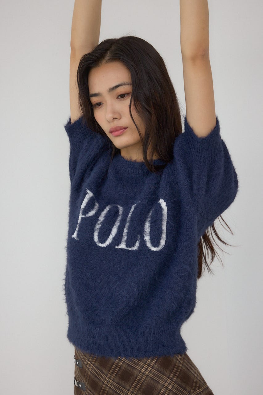 【POLO BCS×AZUL】シャギー5分袖ニット NVY FREE