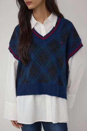 【POLO BCS×AZUL】チェック柄ニットベスト