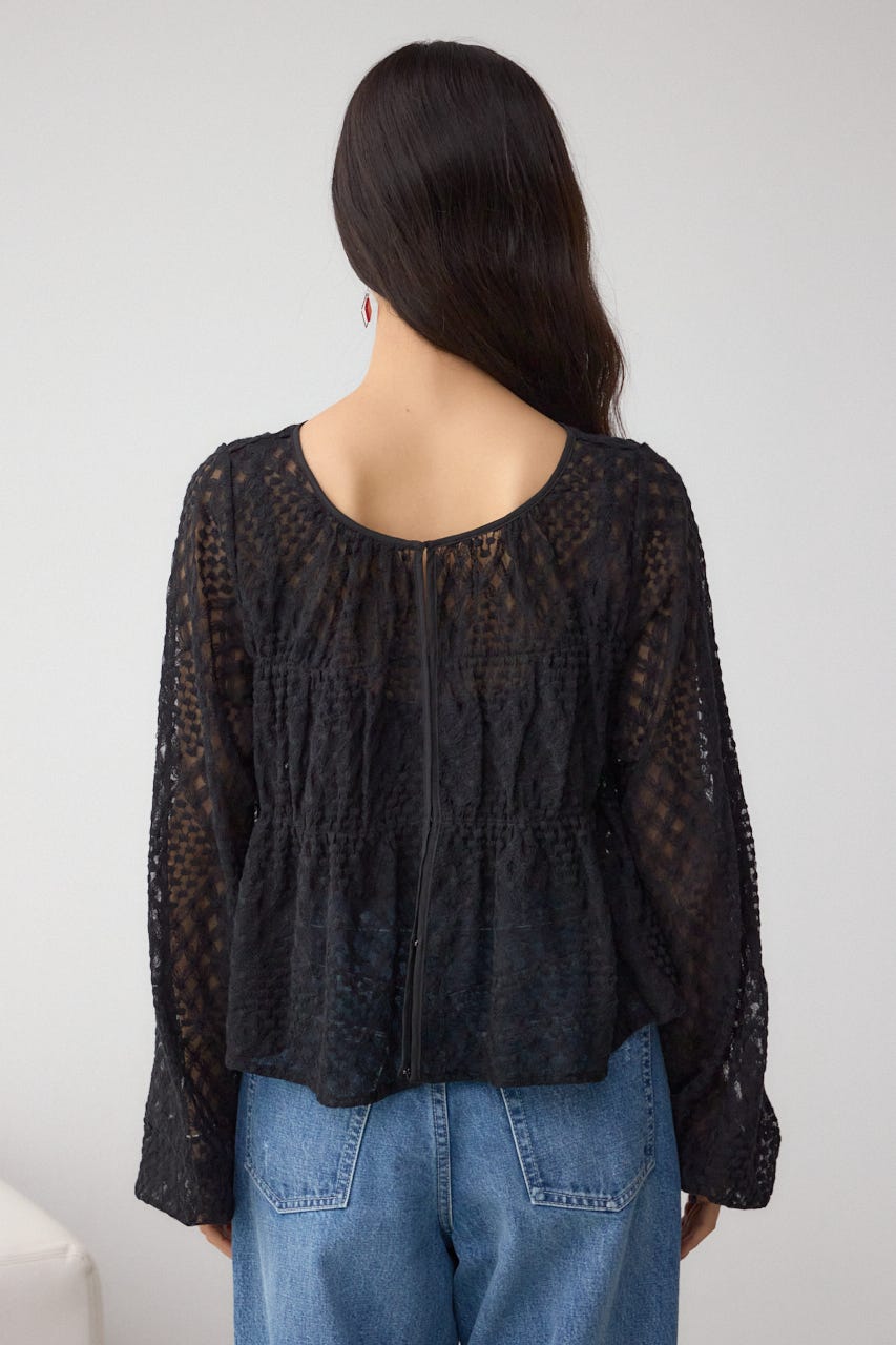 素敵 フリル ウエストベルト ブラック ジャケット  モード AZUL BY MOUSSY | 前後2WAY シアージャガードフリルブラウス