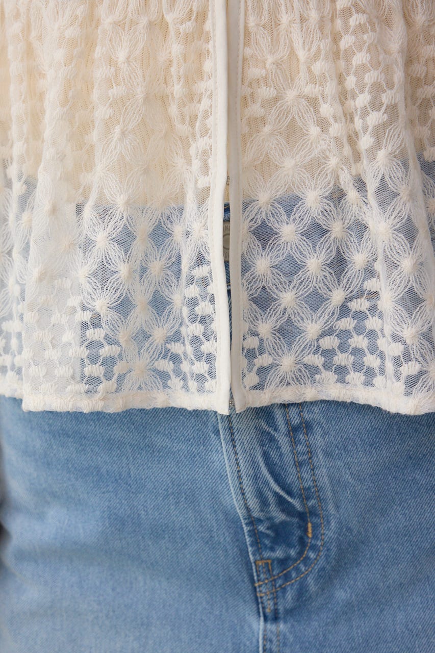 前後2WAY シアージャガードフリルブラウス IVOY FREE