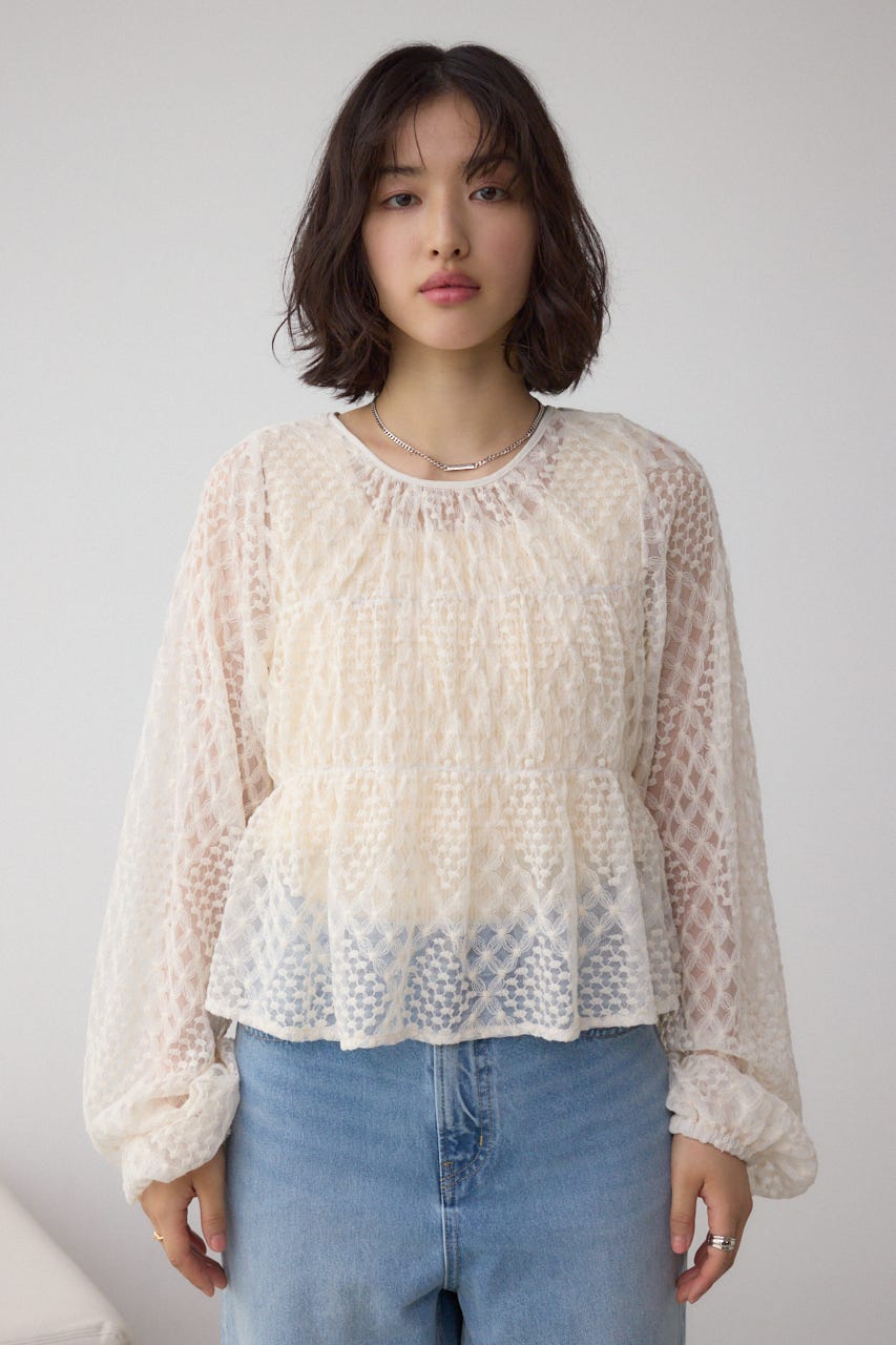 AZUL BY MOUSSY | 前後2WAY シアージャガードフリルブラウス