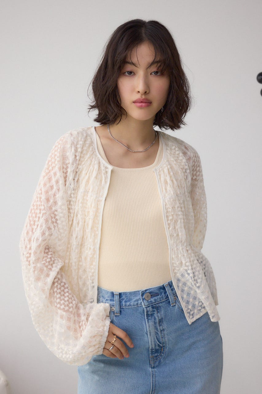 AZUL BY MOUSSY | 前後2WAY シアージャガードフリルブラウス