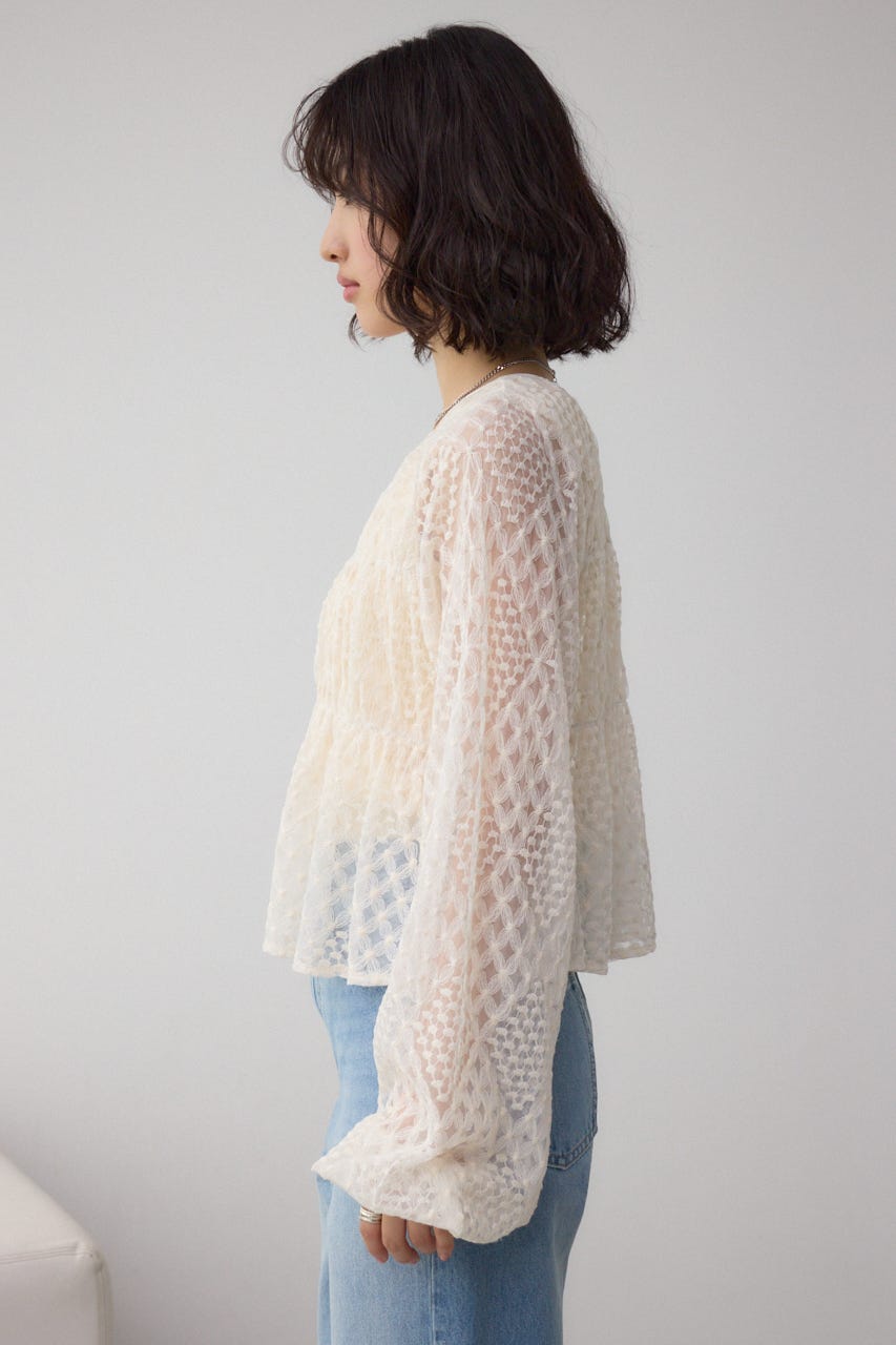 前後2WAY シアージャガードフリルブラウス IVOY FREE