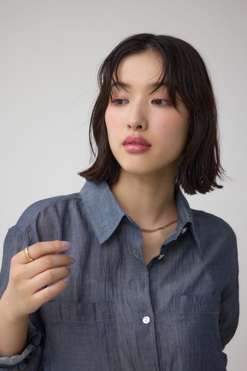 シアーデニムシャツ BLU M