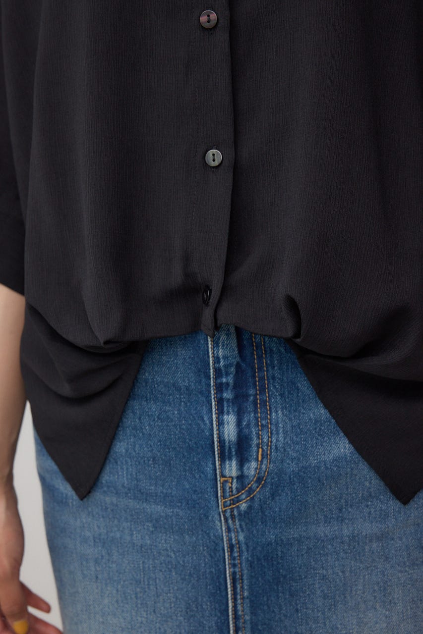 楊柳タックヘムコクーンシャツ BLK FREE