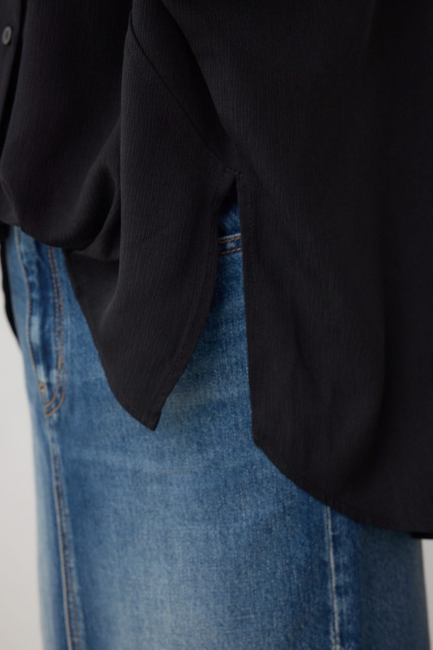 楊柳タックヘムコクーンシャツ BLK FREE