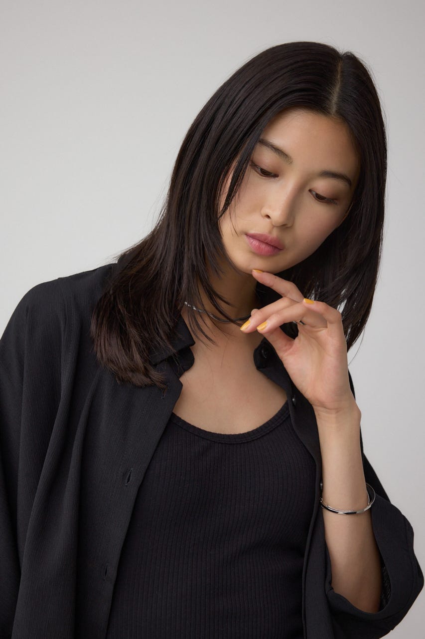 楊柳タックヘムコクーンシャツ BLK FREE